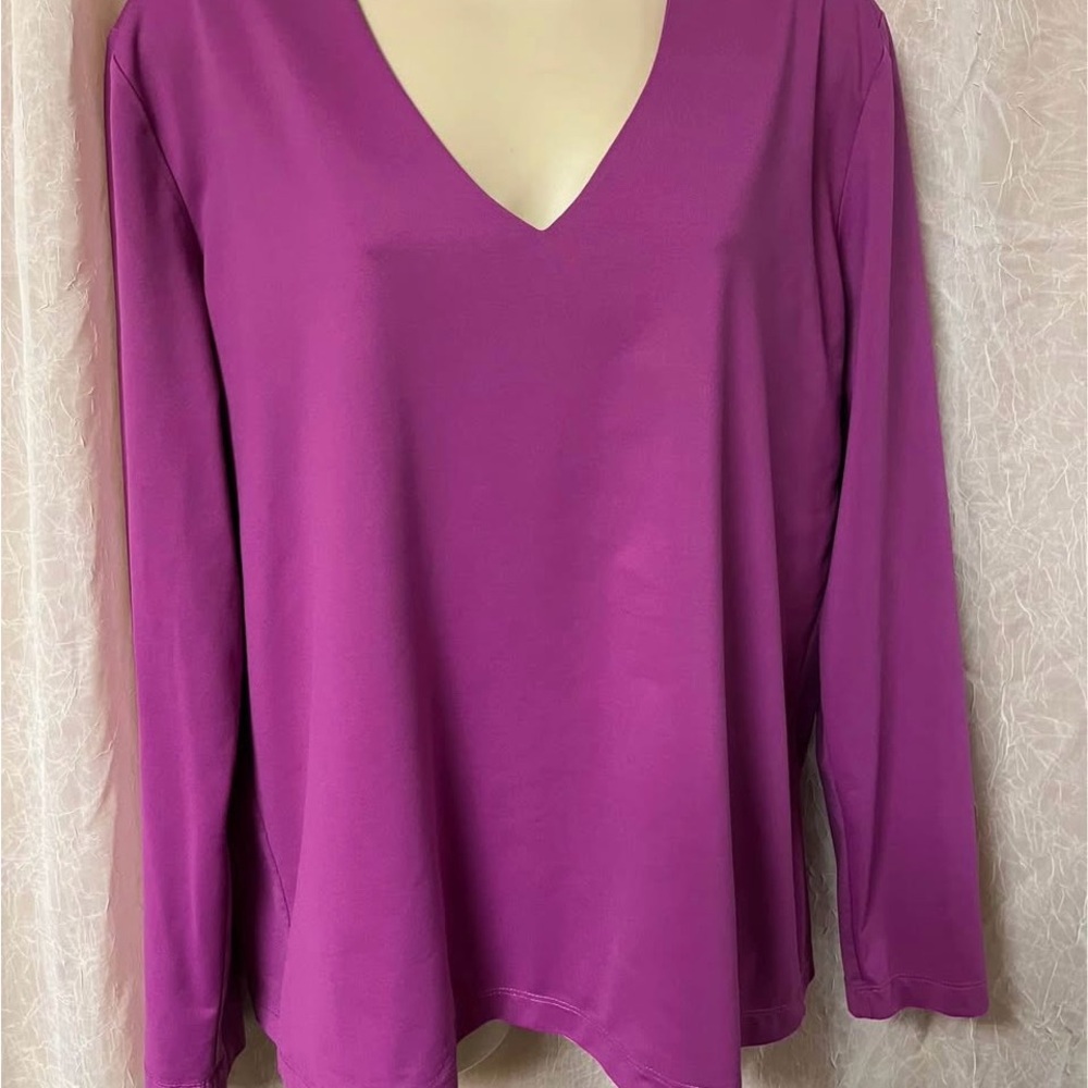 White Stag Asymmetrical Long Sleeve Purple Blouse